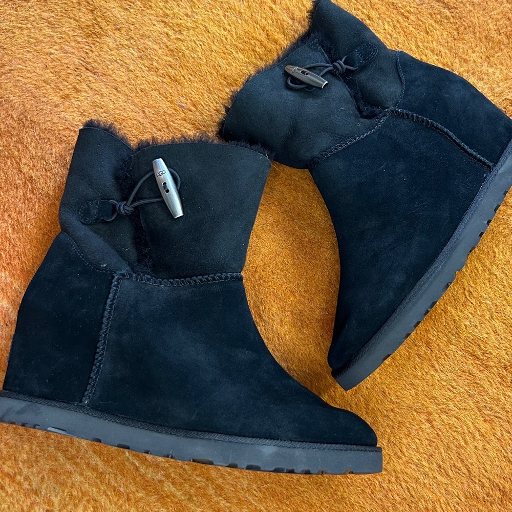 UGG Black boots with side silver button closure (9.5)